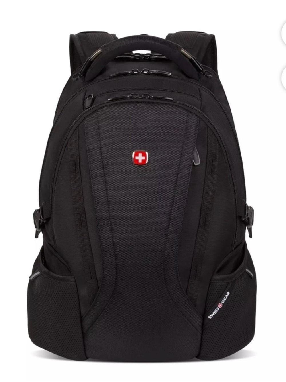 SwissGear Black Laptop Backpack with Red Logo